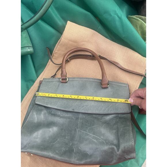 Tignanello Green Leather Satchel Purse Shoulder Hand Bag - Picture 11 of 13